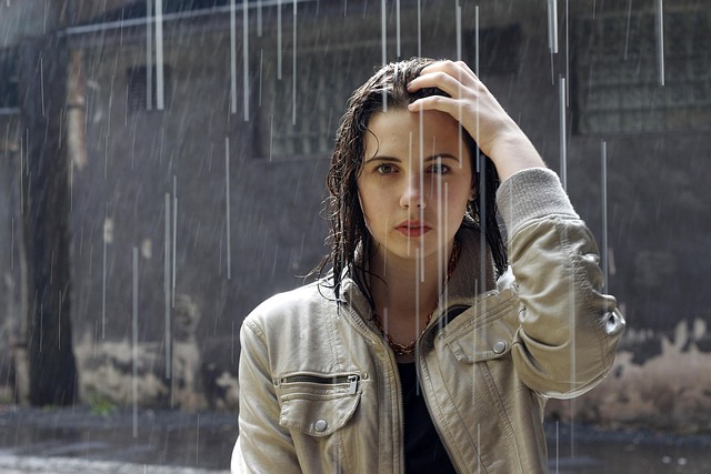 rain, woman, brunette, portrait, nature, raining, rainfall, fashion, girl, jacket, looking, model, outdoors, urban, young woman, wet